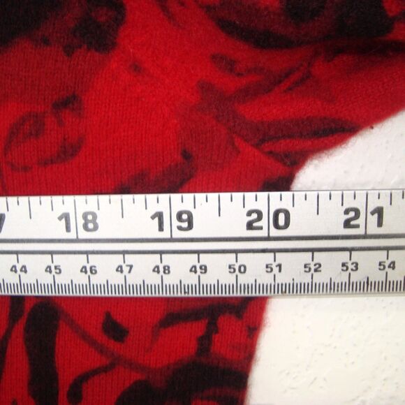 Charter Club 2-Ply Cashmere Red Black Floral V-Neck Sweater Size L - Picture 4 of 6